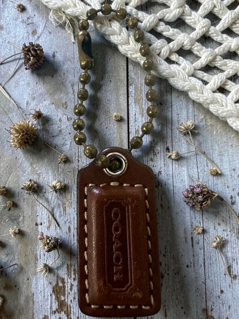 COACH Brown Leather Hangtag & Keychain